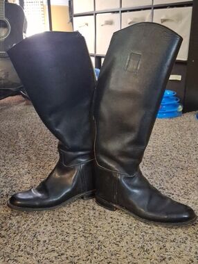 Marlborough England Black Leather Tall Riding Boots